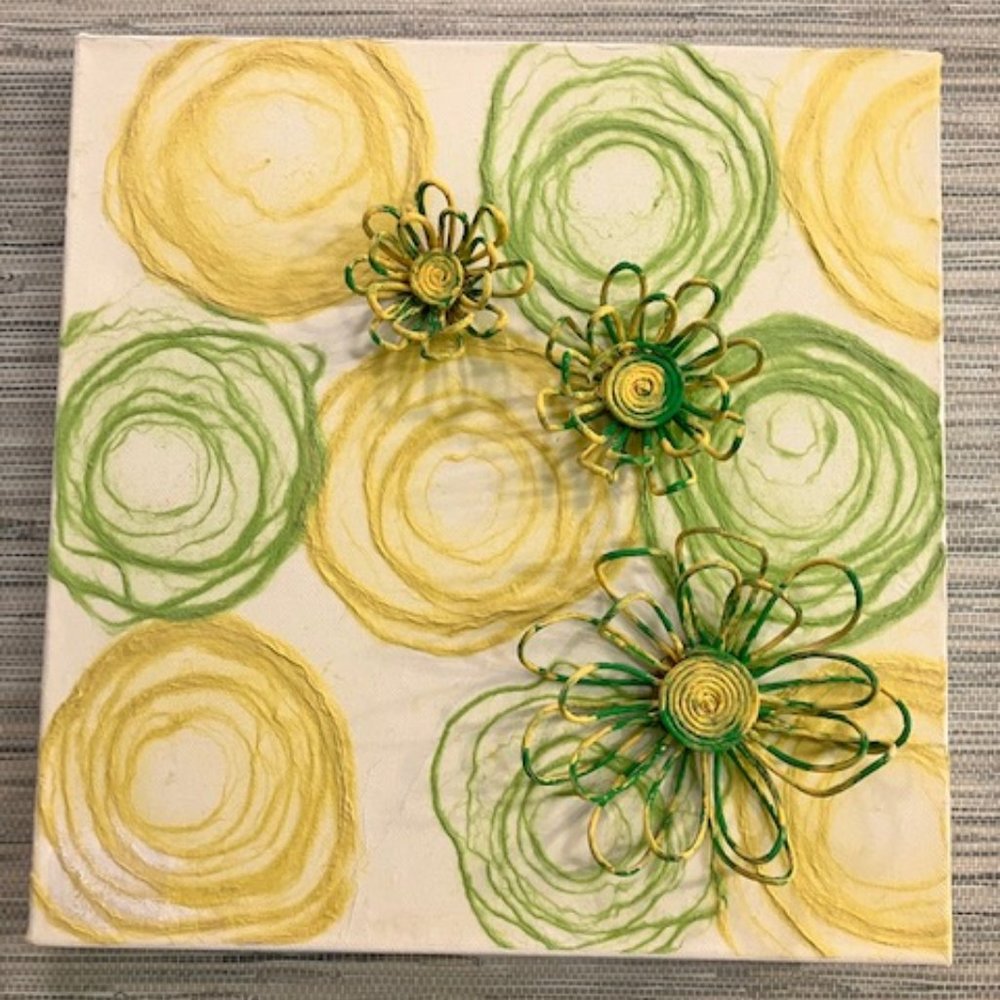 Artisan Original on Canvas - Yellow-Green-White - 12 inches x 12 inches